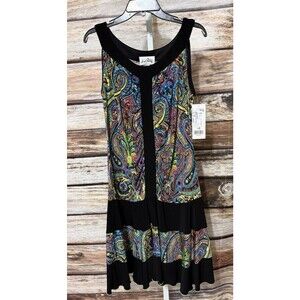 Joseph Ribkoff Womens Colorful Paisley Sleeveless Jersey Knit Dress Size 16 New
